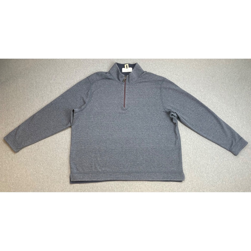 Tommy Bahama Sweatshirt Mens XXL Blue Heathered Cotton Blend 1/4 Zip Mock Neck
